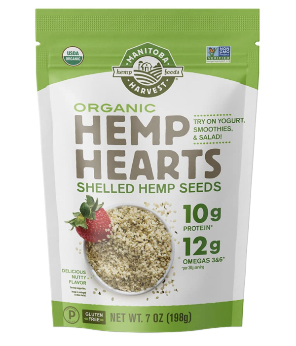 Manitoba Harvest Organic Hemp Seeds, 7oz, 10g Plant Based Protein and 12g Omega 3 & 6 per Srv, smoothies, yogurt & salad, Non-GMO, Vegan, Keto, Paleo, Gluten Free